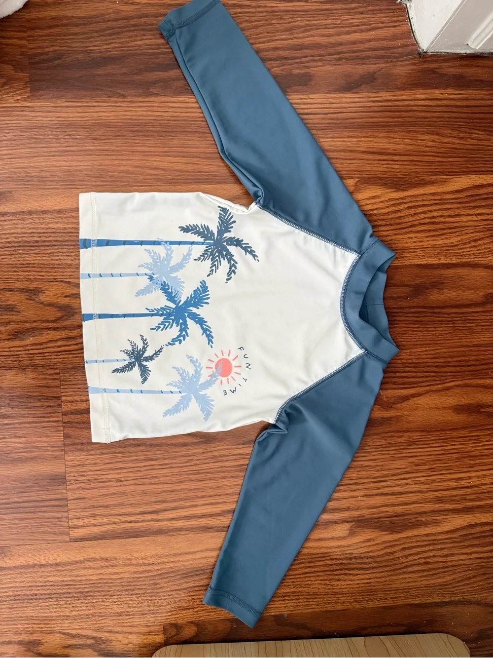 NWOT Baby boy Long Sleeve Rash Guard set- Blue Palm Print